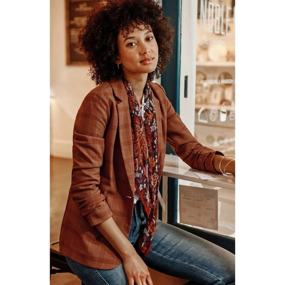 J. Jill Jackets & Blazers - New J. Jill Blazer Jacket Medium Petite Auburn Plaid Bohemian 1 Button MP Career